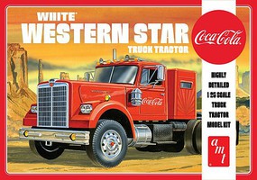 AMT White Western Star Semi Tractor, Coca-Cola Plastic Model Truck Kit 1/25 Scale #1160