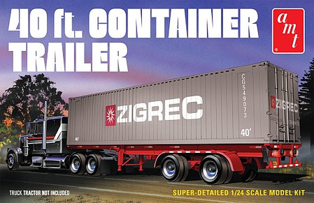 AMT 40 Semi Container Trailer Plastic Model Truck Vehicle Kit 1/24 Scale #1196