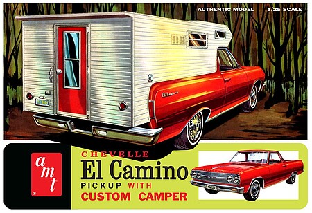AMT 1965 Chevy El Camino with camper Plastic Model Car Vehicle Kit 1/25 Scale #1364