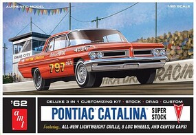AMT 1962 Pontiac Catalina Super Stock (3 in 1) Plastic Model Car Vehicle Kit 1/25 Scale #1392