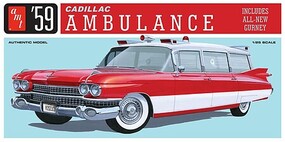 AMT '59 Cadillac Ambulance w/Gurney Plastic Model Car Vehicle Kit 1/25 Scale #1395