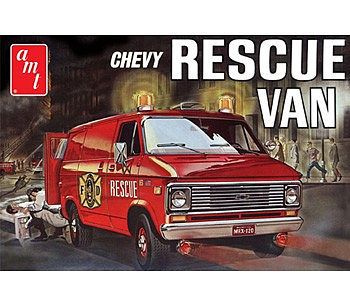 AMT/ERTL 1975 Chevy Rescue Van (Red) -- Plastic Model Car Truck Vehicle Kit -- 1/25 Scale -- #851