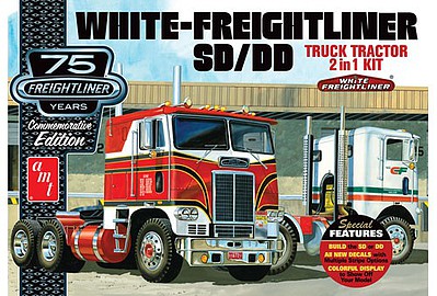 AMT White Freightliner 2-in-1 SC/DD Cabover Plastic Model Truck Kit 1/25 Scale #1046