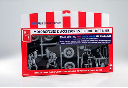AMT Motorcycle Parts Pack, Double Dirt Bike Plastic Model Vehicle Accessory 1/25 Scale #pp014