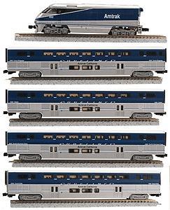 F59PHI &amp; 4 Bilevel Amtrak Surfliner Z Scale Model Train Passenger Car 