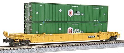 Z-Line NSC 53 Well Car 3-Unit Set w/Containers - Ready to Run DTTX #620450A, 620450B, 620450C (yellow) - Z-Scale