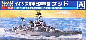 Aoshima HMS Battlecruiser Hood Plastic Model Military Ship 1/2000 Scale #009321