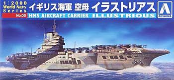 Aoshima HMS Aircraft Carrier Illustrious Plastic Model Military Ship 1/2000 Scale #009390