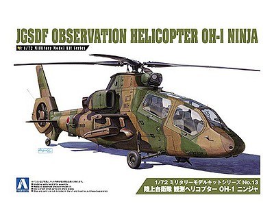 Aoshima OH1 Ninja JGSDF Observation Helicopter Plastic Model Helicopter Kit 1/72 Scale #14349