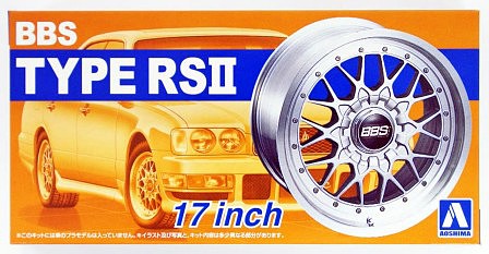 Aoshima BBS RSII 17 Tire & Wheel Set (4) Plastic Model Tire Wheel Kit 1/24 Scale #52419