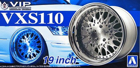 Aoshima VIP Modular VXS110 19 Tire & Wheel Set (4) Plastic Model Tire Wheel Kit 1/24 Scale #52464
