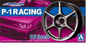 Aoshima Buddy Club P1 Racing 16'' Tire & Wheel Set (4) Plastic Model Tire Wheel 1/24 Scale #52518 Aoshima Buddy Club P1 Racing 16'' Tire & Wheel Set (4) Plastic Model Tire Wheel 1/24 Scale #52518
