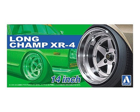 Aoshima Long Champ XR4 14 Tire & Wheel Set (4) Plastic Model Tire Wheel Kit 1/24 Scale #52570