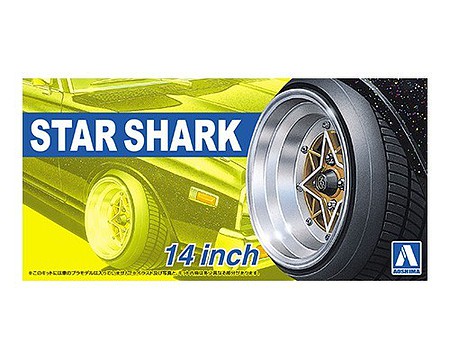 Aoshima Star Shark 14 Tire & Wheel Set (4) Plastic Model Tire Wheel Kit 1/24 Scale #52587