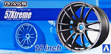 Aoshima Gram Lights 57 Extreme 18 Tire & Wheel Set (4) Plastic Model Tire Wheel Kit 1/24 #53010