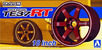 Aoshima Volk Racing TE37RT 18 Tire & Wheel Set (4) Plastic Model Tire Wheel Kit 1/24 Scale #53027
