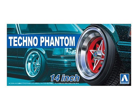 Aoshima Techno-Phantom 14 Tire & Wheel Set (4) Plastic Model Tire Wheel Kit 1/24 Scale #53249