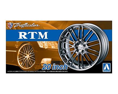 Aoshima Traffiicstar RTM 20 Tire & Wheel Set (4) Plastic Model Tire Wheel 1/24 Scale #53713