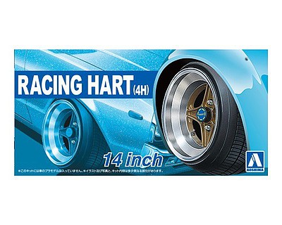 Aoshima Racing Hart 4H 14 Tire & Wheel Set (4) Plastic Model Tire Wheel 1/24 Scale #53775