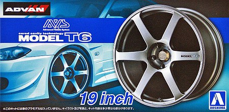 Aoshima AVS Model T6 19 Tire & Wheel Set (4) Plastic Model Tire Wheel 1/24 Scale #53799