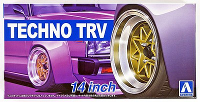 Aoshima Techno TRV 14 Tire & Wheel Set (4) Plastic Model Tire Wheel 1/24 Scale #53867
