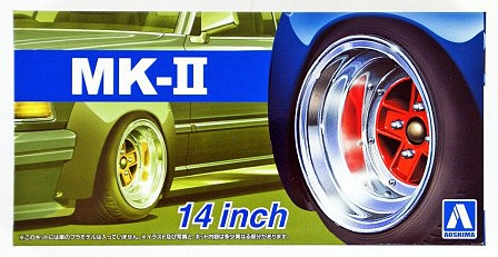 Aoshima Mk II 14 Tire & Wheel Set (4) Plastic Model Tire Wheel Kit 1/24 Scale #53881