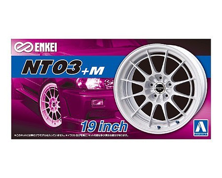 Aoshima Enkei NT03+M 19 Tire & Wheel Set (4) Plastic Model Tire Wheel Kit 1/24 Scale #53928