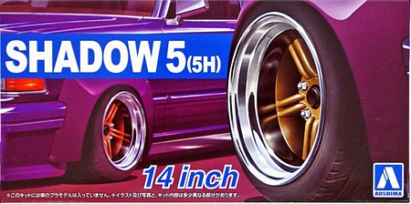 Aoshima Shadow 5(5H) 14 Tire & Wheel Set (4) Plastic Model Tire Wheel Kit 1/24 Scale #54376