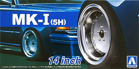 Aoshima Mk I (5H) 14 Tire & Wheel Set (4) Plastic Model Tire Wheel Kit 1/24 Scale #54383