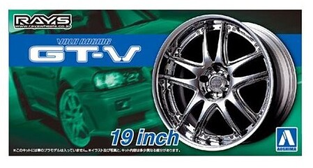 Aoshima Volk Racing GT-V 19 Tire & Wheel Set (4) Plastic Model Vehicle Accessory 1/24 #54628