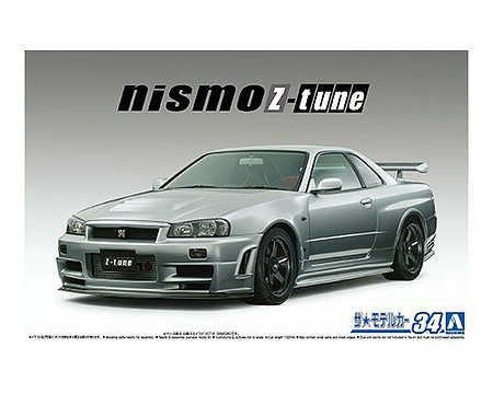 Aoshima 04 Nissan BNR34 Skyline GT-R Z-Tune 2-Door Plastic Model Car Vehicle Kit 1/24 Scale #58312
