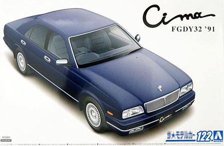 Aoshima 91 Nissan CIMA Y32 Type III Limited 4-Door Luxury Plastic Model Car Vehicle 1/24 Kit #59531