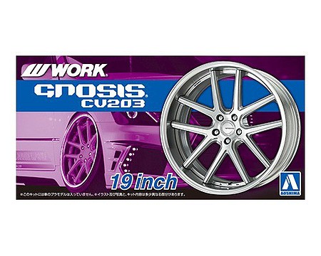 Aoshima Work Gnosis CV203 19 Tire & Wheel Set (4) Plastic Model Tire Wheel Kit 1/24 Scale #61169