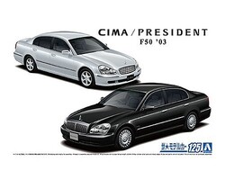 Aoshima 2003 Nissan F50 Cima/President 4-Door Car Plastic Model Car Vehicle Kit 1/24 Scale #61428