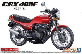 Aoshima 1981 Honda CBX400F NC07 Motorcycle (Red) Plastic Model Motorcycle Kit 1/12 Scale #62326
