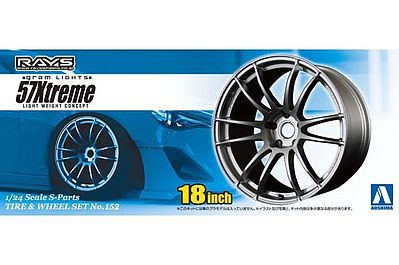 Aoshima Gram Light 57Xtreme LW Concept 18 Tire & Wheel (4) Plastic Model Tire Wheel 1/24 #9154
