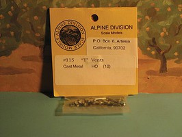 Alpine Cast metal ''T'' vents 12/ HO-Scale (12) Alpine Cast metal ''T'' vents 12/ HO-Scale (12)