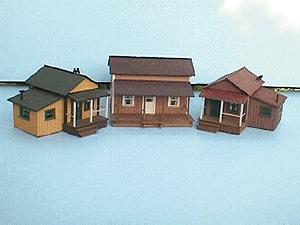 Alpine Old Town Ranch Style Homes (3) Kits HO Scale Model Railroad Building #574