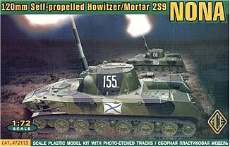 Ace Mortar 2S9 Nona Tank w/120mm Self-Propelled Howitzer Plastic Model Tank Kit 1/72 #72113