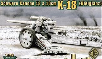 Ace German Heavy 10cm Kanone 18 (Bleiglanz) WWII Gun Plastic Model Artillery Kit 1/72 #72219