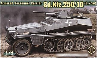 Ace SdKfz 250/10 (3.7cm) Armored Personnel Carrier Plastic Model Halftrack Kit 1/72 #72253