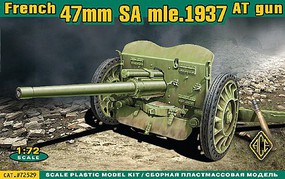 Ace French 47mm SA Mod 1937 Anti-Tank Gun Plastic Model Military Vehicle Kit 1/72 #72529