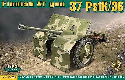 Ace 37mm PstK/36 Finnish Anti-Tank Gun Plastic Model Military Vehicle Kit 1/72 Scale #72534