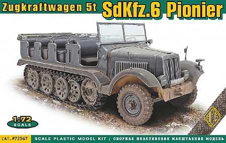 Ace 6 Pionier Zugkraftwageb 5-Ton Halftrk Plastic Model Military Vehicle Kit 1/72 Scale #72567