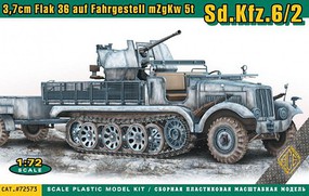 Ace 6/2 Halftrk w/3.7cm Flak 36 on Chassis Plastic Model Military Vehicle Kit 1/72 Scale #72573