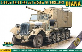 Ace Halftrk w/7,62cm Flak 36(R) on Chassis Plastic Model Military Vehicle Kit 1/72 Scale #72574