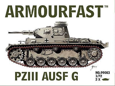 Armourfast Panzer III Ausf G Tank (2) Plastic Model Tank Kit 1/72 Scale #99003