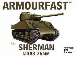 Armourfast Sherman M4A3 Tank w/76mm Gun (2) Plastic Model Tank Kit 1/72 Scale #99012
