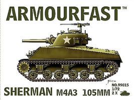 Armourfast Sherman M4A3 Tank w/105mm Gun (2) Plastic Model Tank Kit 1/72 Scale #99015 Armourfast Sherman M4A3 Tank w/105mm Gun (2) Plastic Model Tank Kit 1/72 Scale #99015