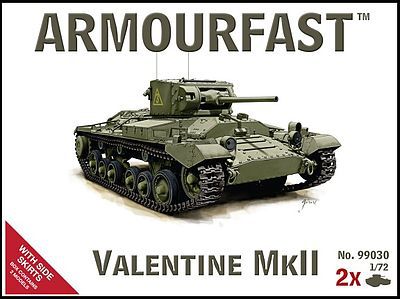 Armourfast Valentine Mk II Tank w/Side Skirts (2) Plastic Model Tank Kit 1/72 Scale #99030